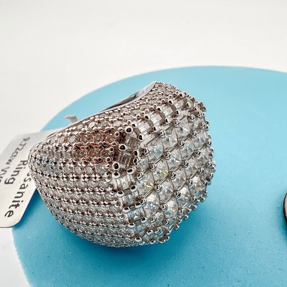 925 Sterling Sliver Moissanite 3cm Square Elevated Ring, 9.72ctw VVS Stones Hip - Picture 5 of 7